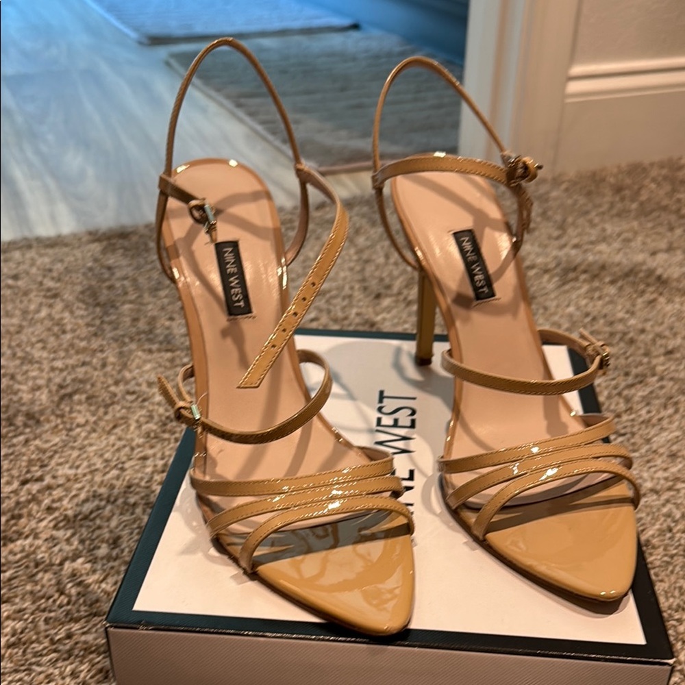 Nine West Tan Stiletto Heels with Strappy Design